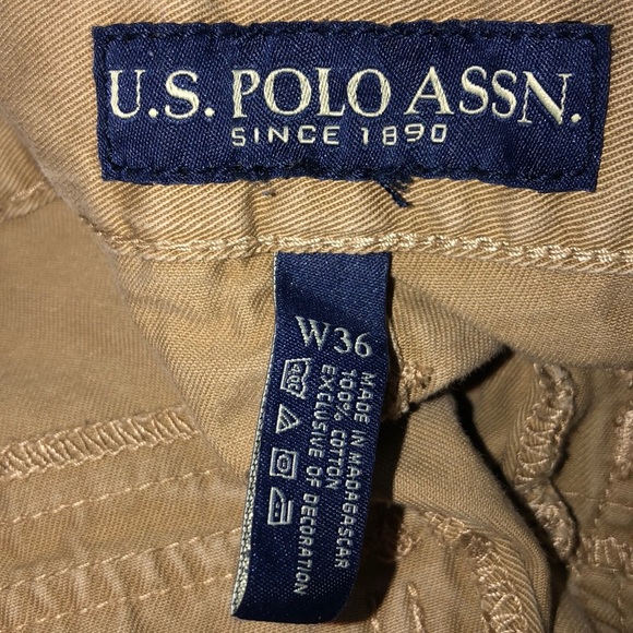 US POLO ASSN TAN CARGO SHORTS LEG POCKETS SZ 36 - Picture 8 of 8